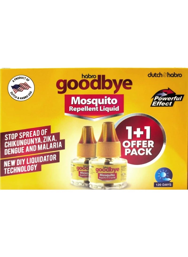 جودباي سائل طارد البعوض هابرو جودباي | مجموعة سائل قاتل البعوض | عبوة إعادة تعبئة تكفي 60+60 ليلة - زجاجة سعة 45 مل (عبوتان) - Image 4