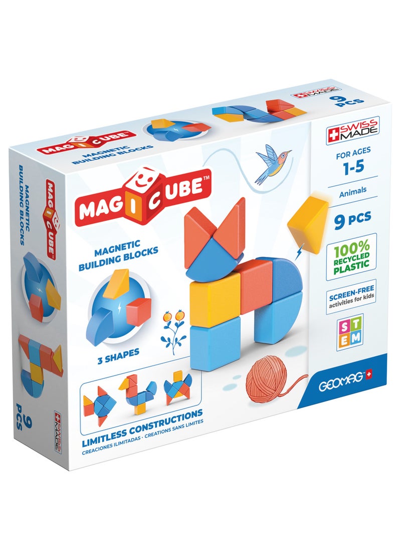 Geomag Magicube 3 Shapes Recycled Animals STEM Toy 9 Pcs