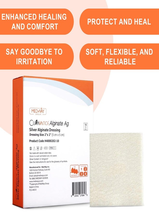 MedVance ضمادة ميدفانس فضية من الكالسيوم ألجينات معقمة شديدة الامتصاص، (2" × 2") عبوة من 10 - Image 2