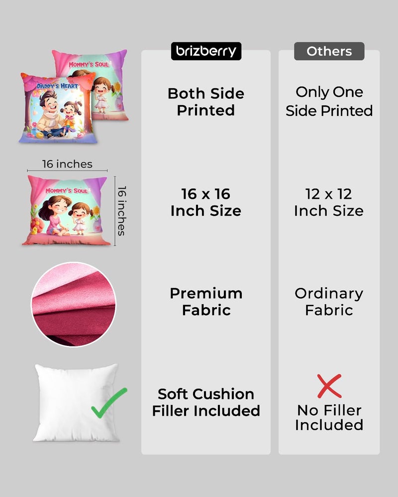 Brizberry® Pillow Cushion for Best Daughter | Unique Thoughtful Cute Birthday Pillow Gift for Daughters Day | for Girl with Premium Filler Cushion (16 inch x 16 inch) (Design 41) - Image 3