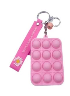 Generic "Innovative Silicone Fidget Keychain for Stress Relief, Pop It Bubbles (Pink)."  - Image 1