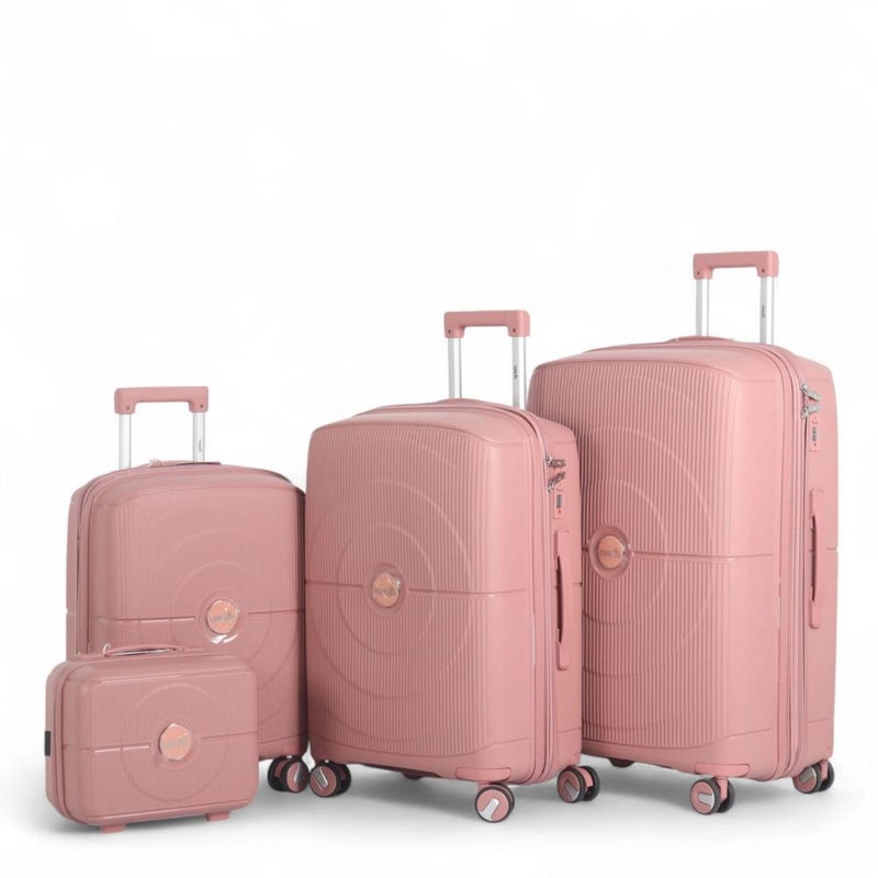 Aviator Luxury Durable 4-Piece Luggage Set (Shatterproof with Bonus Handbag) with Double Zipper Expansion Case - Image 1