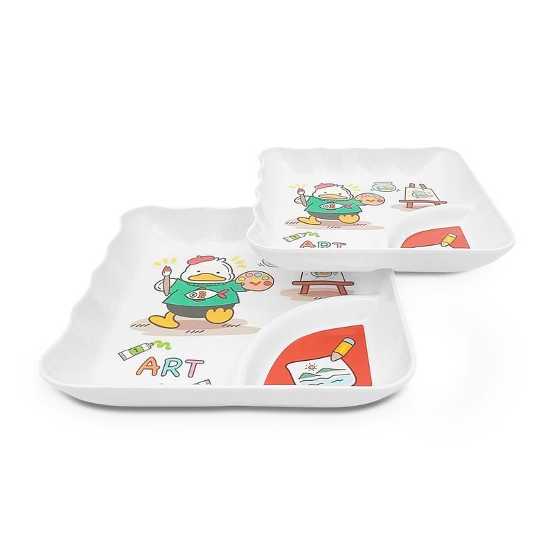 Superware Melamine Kids Sandwich Plate with Cute Duck Design Dishware Set of 2 Lightweight Durable Dinnerware for Toddlers Children Home Kitchen Non Toxic - Image 4