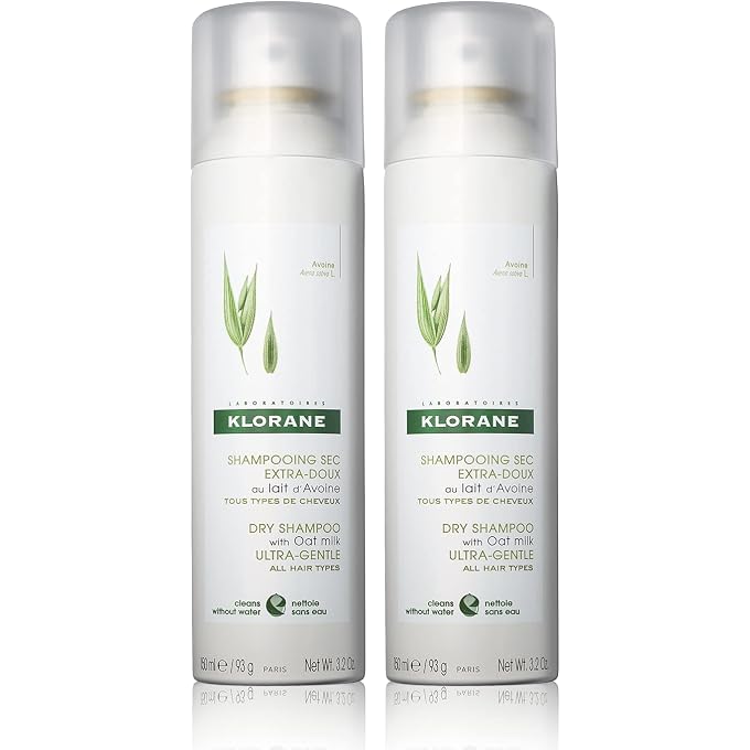 Klorane Dry Shampoo with Oat Milk, Ultra-Gentle, All Hair Types, No White Residue, Paraben & Sulfate-Free, Duo Set, 3.2 Ounce (Pack of 2) - Image 1