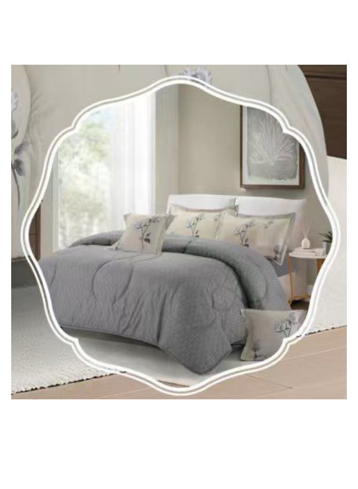 بلو سكاي طقم لحاف نفرين نظام وجهين مفرش مكون من ٦ قطع , لحاف بحشوة ٦ قطع , مايكروفايبر100% لحاف مقاس 260 في 240 سم - Image 4