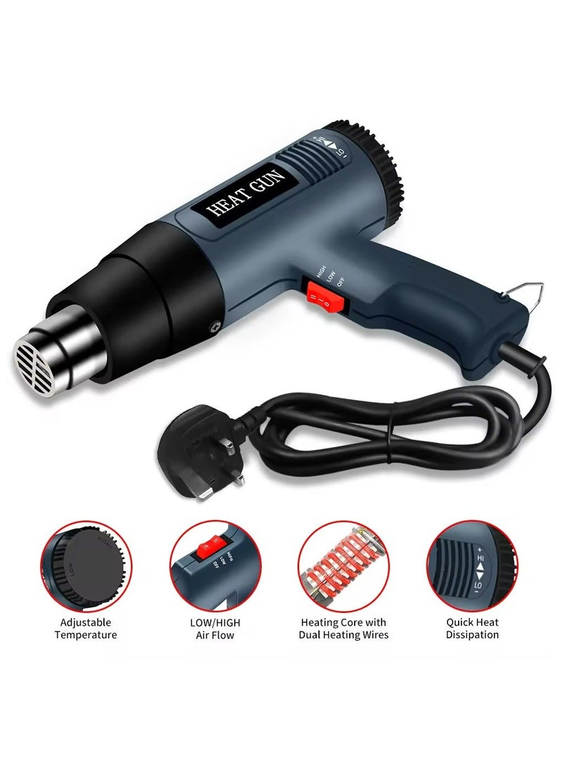 Halamine 2000W Heat Gun [300-650°C]，Hot Air Gun for Shrink Wrapping，Overheating Protection & Voltage 220V - Image 2