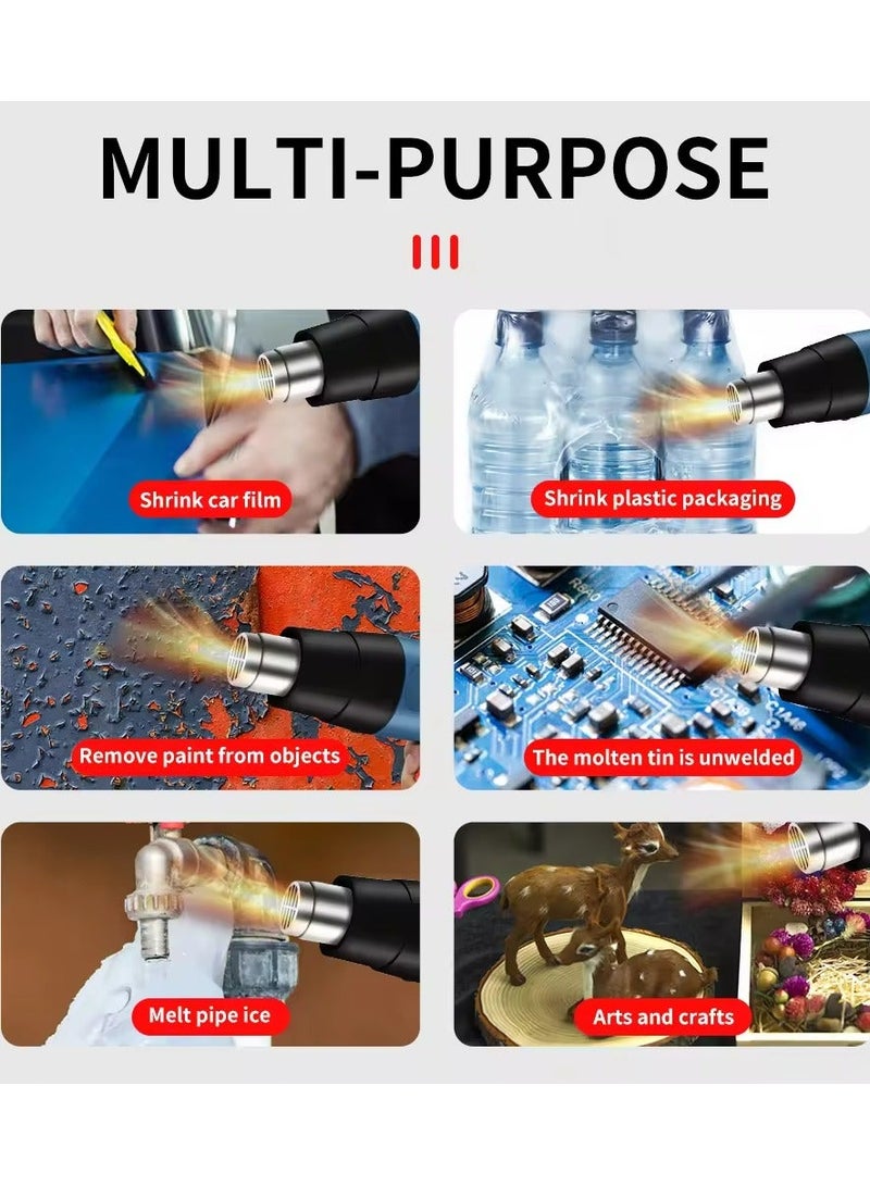 Halamine 2000W Heat Gun [300-650°C]，Hot Air Gun for Shrink Wrapping，Overheating Protection & Voltage 220V - Image 3