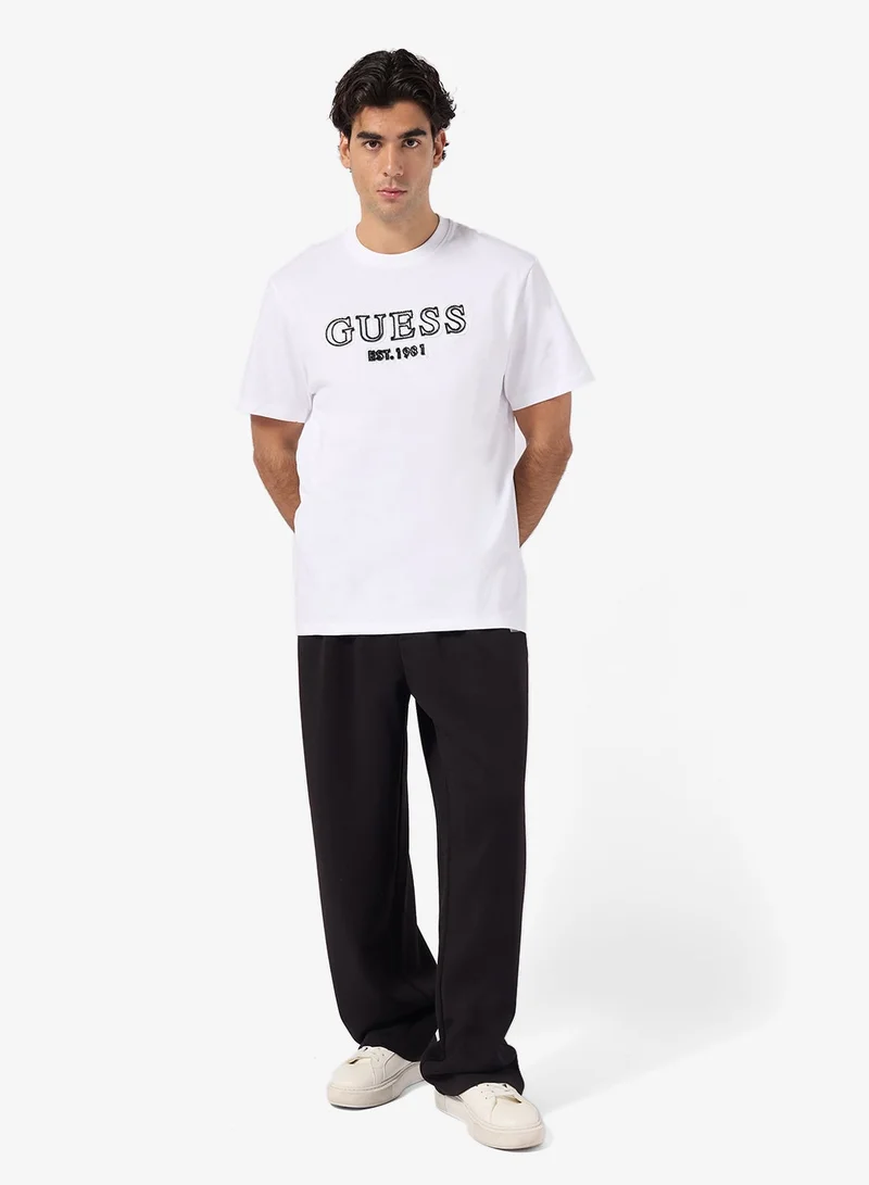 GUESS Crew Neck Short Sleeve Embroidery Logo Tee