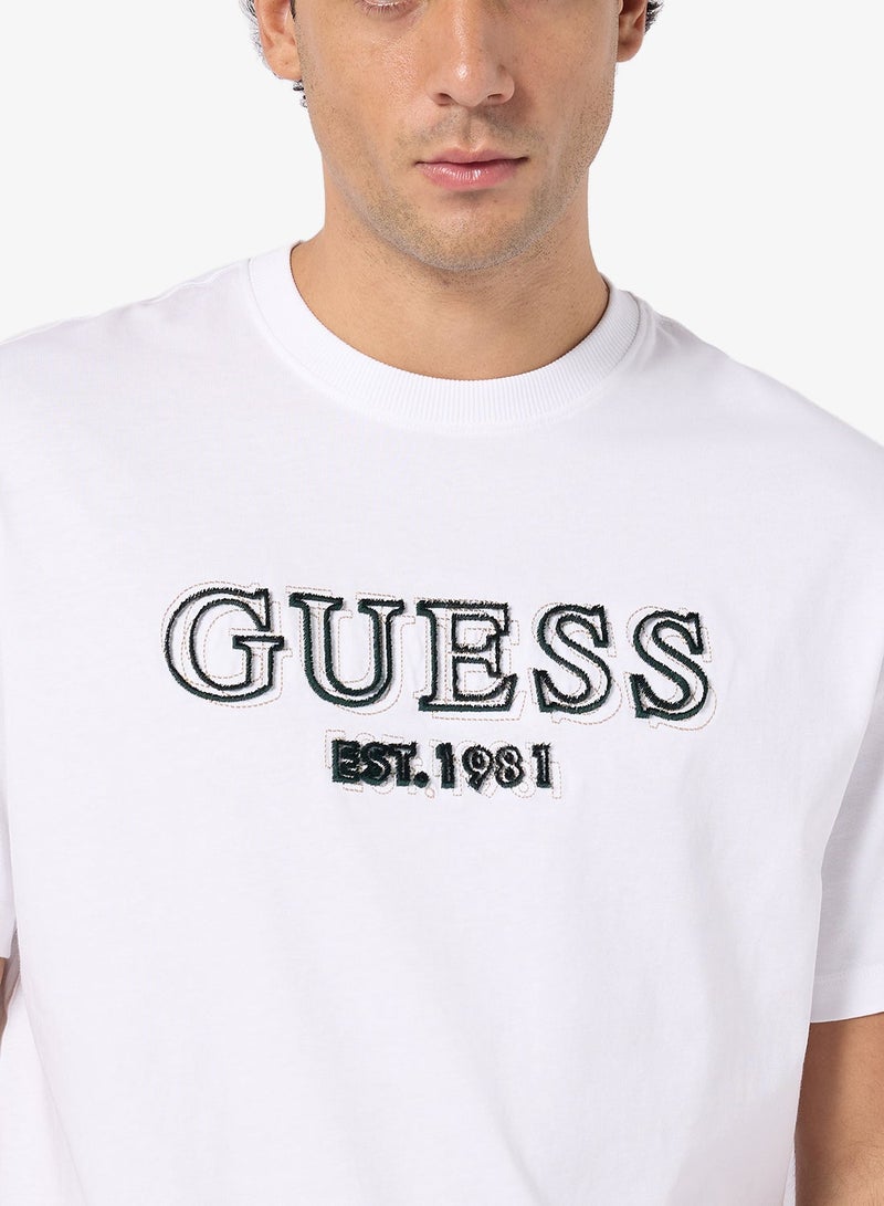 GUESS Crew Neck Short Sleeve Embroidery Logo Tee - Image 3