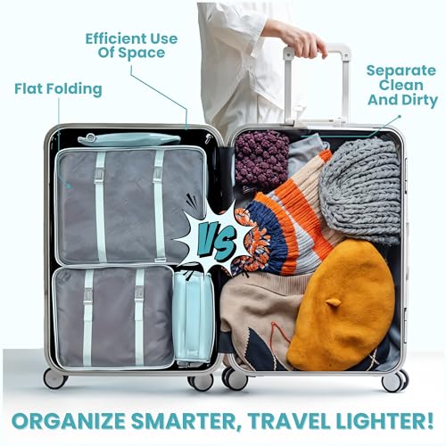 OCEANEVO Set of 12 Packing Cubes, Travel Organizer Bags for Luggage & Suitcase | Includes Various Size Mesh Bags, Lingerie & Shoe Bag, Cosmetic Pouch, Toiletry Bag, Drawstring Bag, Cable Pouch - Image 5