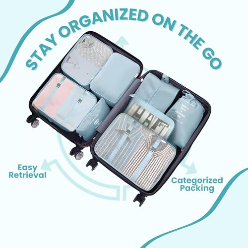 OCEANEVO Set of 12 Packing Cubes, Travel Organizer Bags for Luggage & Suitcase | Includes Various Size Mesh Bags, Lingerie & Shoe Bag, Cosmetic Pouch, Toiletry Bag, Drawstring Bag, Cable Pouch - Image 4
