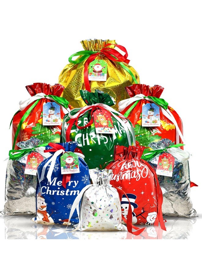 Diamerd 38Pc Christmas Gift Bags With Colorful Drawstring |10 Seconds Wrapping Gift| Holiday Gift Bags Assorted Sizes Small Medium Large Jumbo, Xmas Gift Treat Bags With Tags For Party Favors Present Wrapping - Image 1