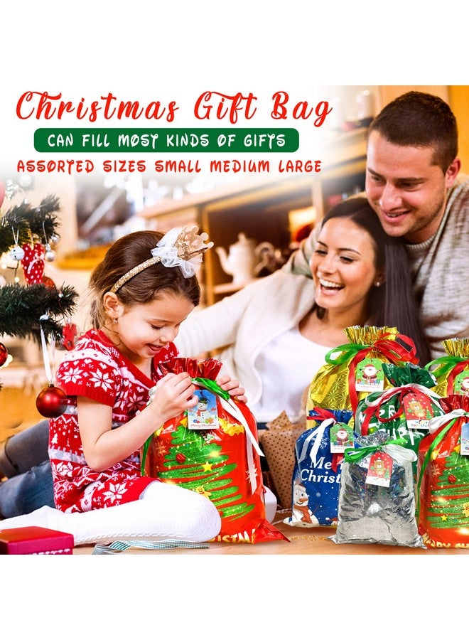 Diamerd 38Pc Christmas Gift Bags With Colorful Drawstring |10 Seconds Wrapping Gift| Holiday Gift Bags Assorted Sizes Small Medium Large Jumbo, Xmas Gift Treat Bags With Tags For Party Favors Present Wrapping - Image 4