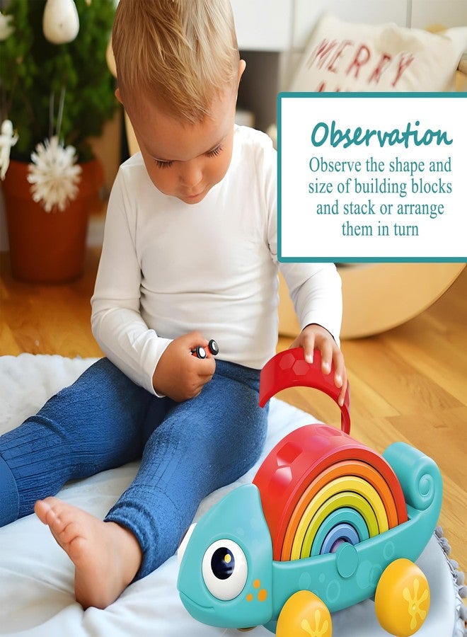 ROHSCE Rainbow Stacker Pull Along Toy for Toddlers 18-36 Months, Montessori 2 in 1 Stacking Toys Push & Pull Toys, Autism Sensory Learning Toy with 6 Nesting Arches, Baby Gifts for Christmas Birthday - Image 5