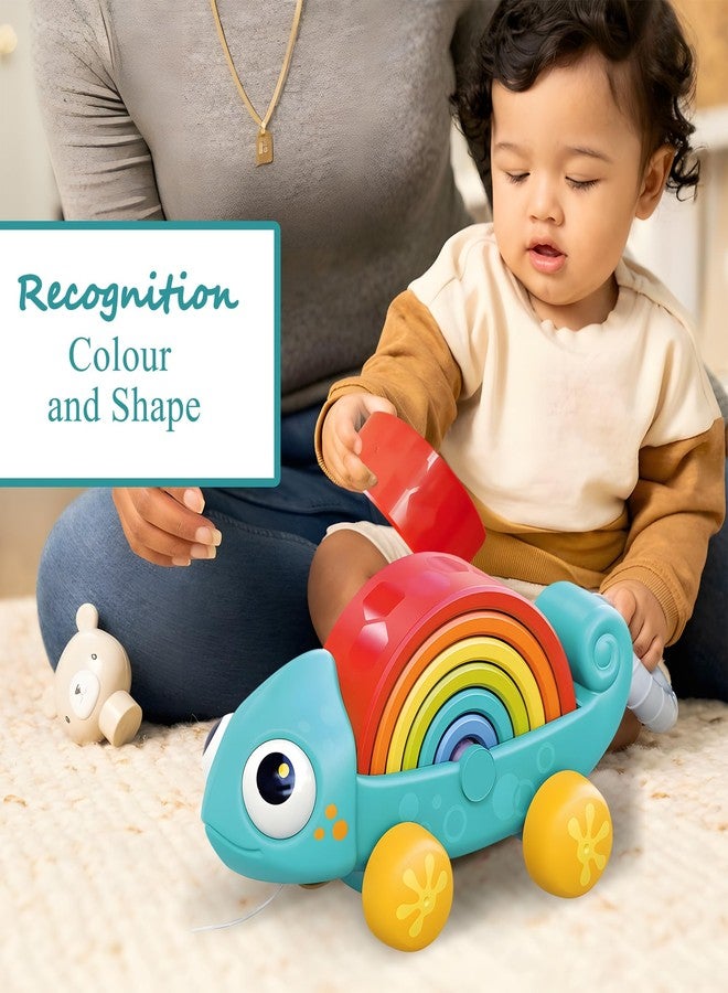 ROHSCE Rainbow Stacker Pull Along Toy for Toddlers 18-36 Months, Montessori 2 in 1 Stacking Toys Push & Pull Toys, Autism Sensory Learning Toy with 6 Nesting Arches, Baby Gifts for Christmas Birthday - Image 3