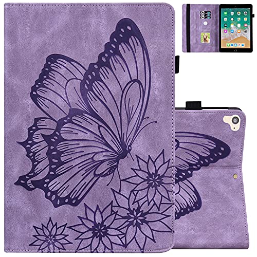 Dteck Case for iPad 9.7 Inch - Auto Sleep Wake Case Flip Stand Leather Classy Cover (Butterfly Purple) - Image 1