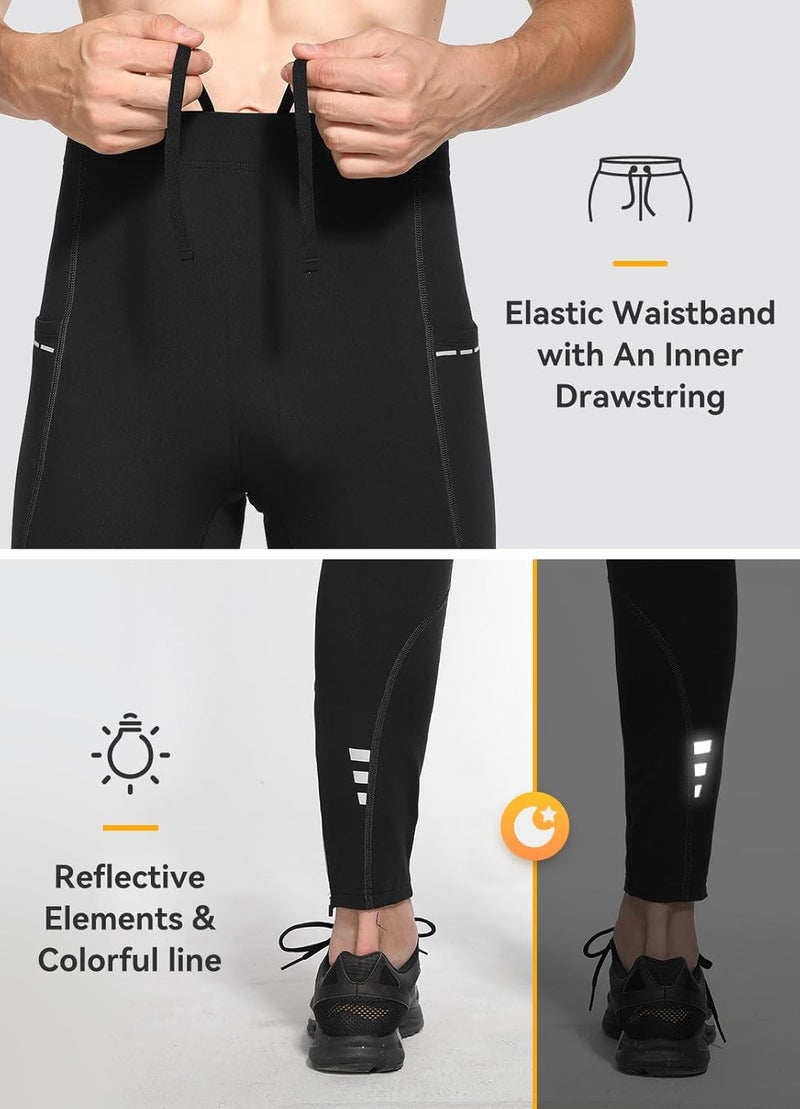 Baleaf Men's Winter Running Tights Thermal Cycling Pants Cold Weather Gear Fleece Lined Pockets Leggings Compression - Image 5