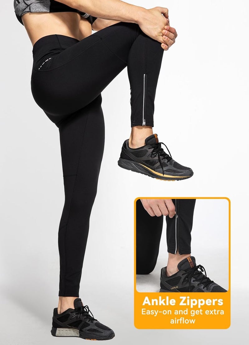 Baleaf Men's Winter Running Tights Thermal Cycling Pants Cold Weather Gear Fleece Lined Pockets Leggings Compression - Image 4