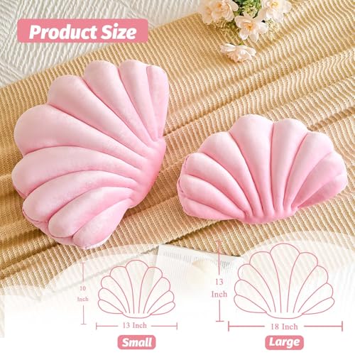 Lfsaaj Pink Seashell Throw Pillows, Shell Shaped Throw Pillows, 13 Inch Soft Velvet Home Decorative Pillow Plush Cushion for Bed Couch Living Sofa Room Decor Accent Throw Pillow - Image 2