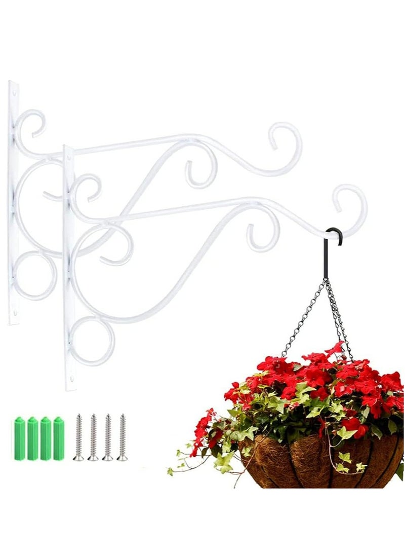Generic 2PCS Hanging Plant Brackets, White Outdoor Hanging Hook Bracket for Plants Bird Feeder Lantern Wind Chimes  - Image 1