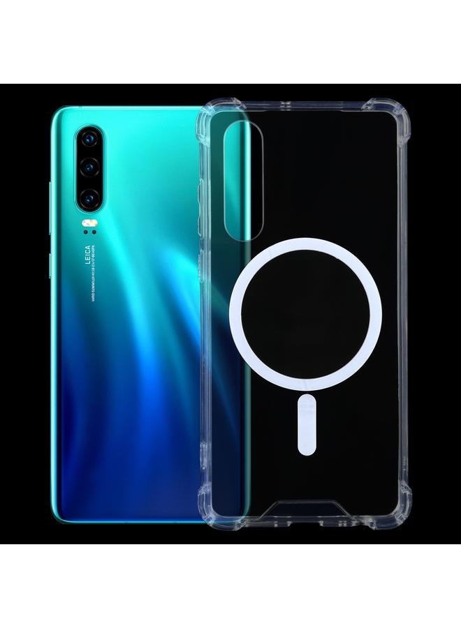 Green Tiger Case For Huawei P30 Magsafe Case Clear Four-corner Airbag Shockproof PC + TPU Case with Magnetic - Image 1