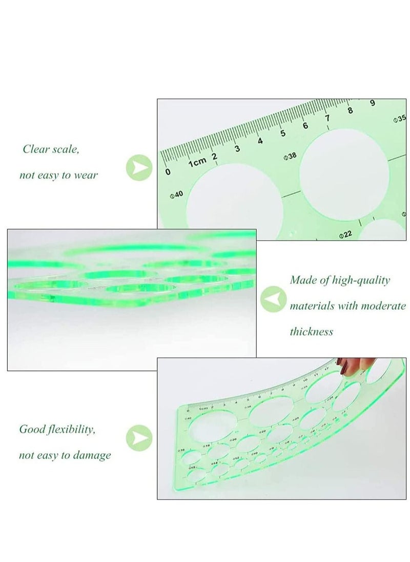SYOSI - Circle Templates Drafting Tools Measuring Geometry Ruler Plastic Geometric Painting Stencils Scale Shape Stencils Drawing Set for School and Office Building Formwork Drawings - Image 1