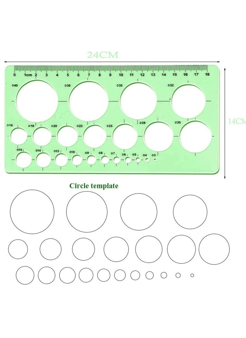SYOSI - Circle Templates Drafting Tools Measuring Geometry Ruler Plastic Geometric Painting Stencils Scale Shape Stencils Drawing Set for School and Office Building Formwork Drawings - Image 1