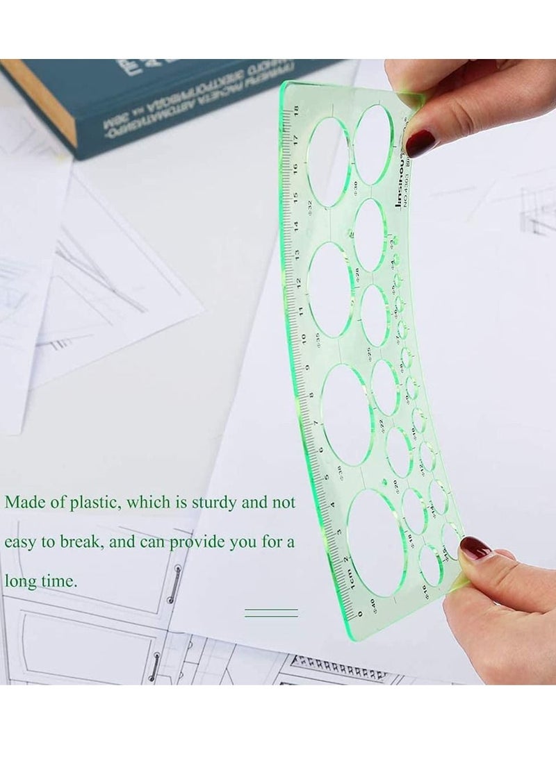 SYOSI - Circle Templates Drafting Tools Measuring Geometry Ruler Plastic Geometric Painting Stencils Scale Shape Stencils Drawing Set for School and Office Building Formwork Drawings - Image 1