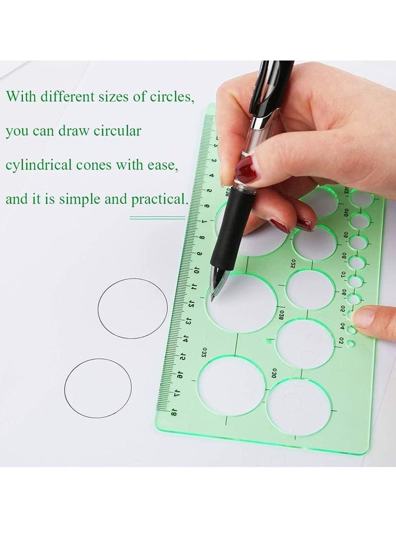 SYOSI - Circle Templates Drafting Tools Measuring Geometry Ruler Plastic Geometric Painting Stencils Scale Shape Stencils Drawing Set for School and Office Building Formwork Drawings - Image 1