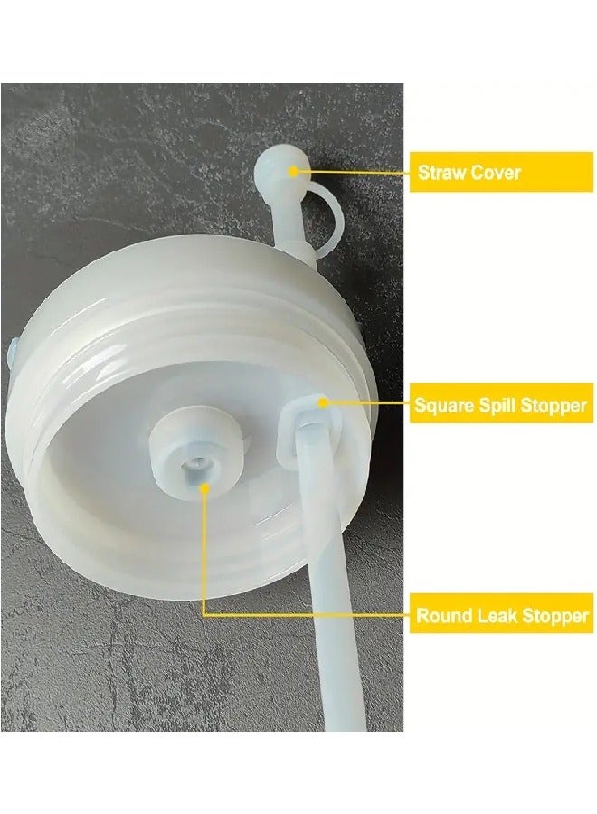 12 PCS Silicone Spill Proof Stopper Set for Cup 2.0 40 oz or 30 oz, Reusable straw cover Including 4 Square Spill Stopper, 4 Round Leak Stopper and 4 Straw Cover Cap White  - Image 4