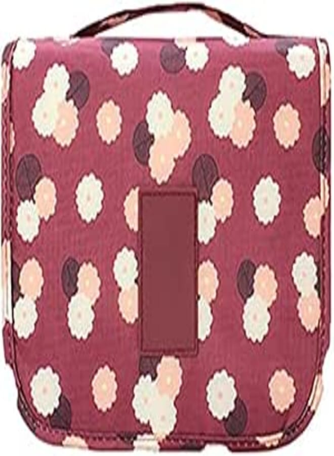 Hanging Travel Toiletry Bag Portable Cosmetic Bags Waterproof Makeup Pouch Large Multi-function Cosmetics Toiletries Organizer Bag for Women and Girls, Wine Red,