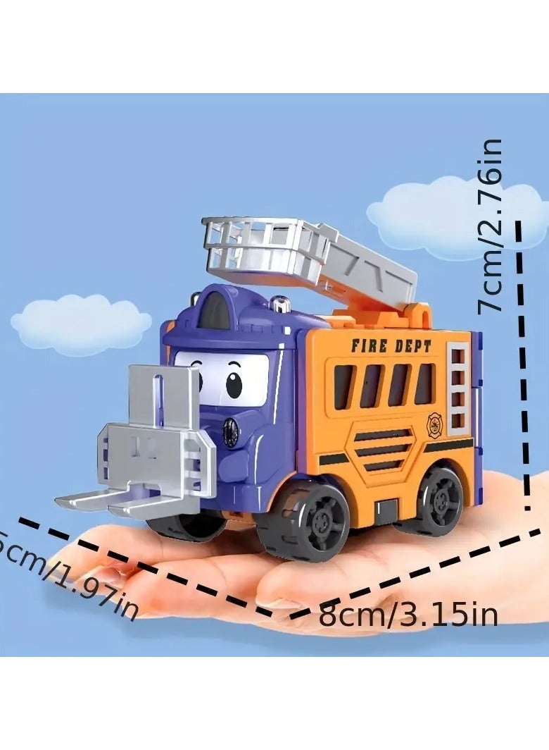 LIXADA 4pc Transforming Truck Playset - Engineering, Probe, Rescue Truck, Bulldozer Toy Vehicle Models for Kids Age 3-6, Friction-Powered Toy Cars - Ideal for Special Festival, Birthday Party Gifts (Random Color)  - Image 4