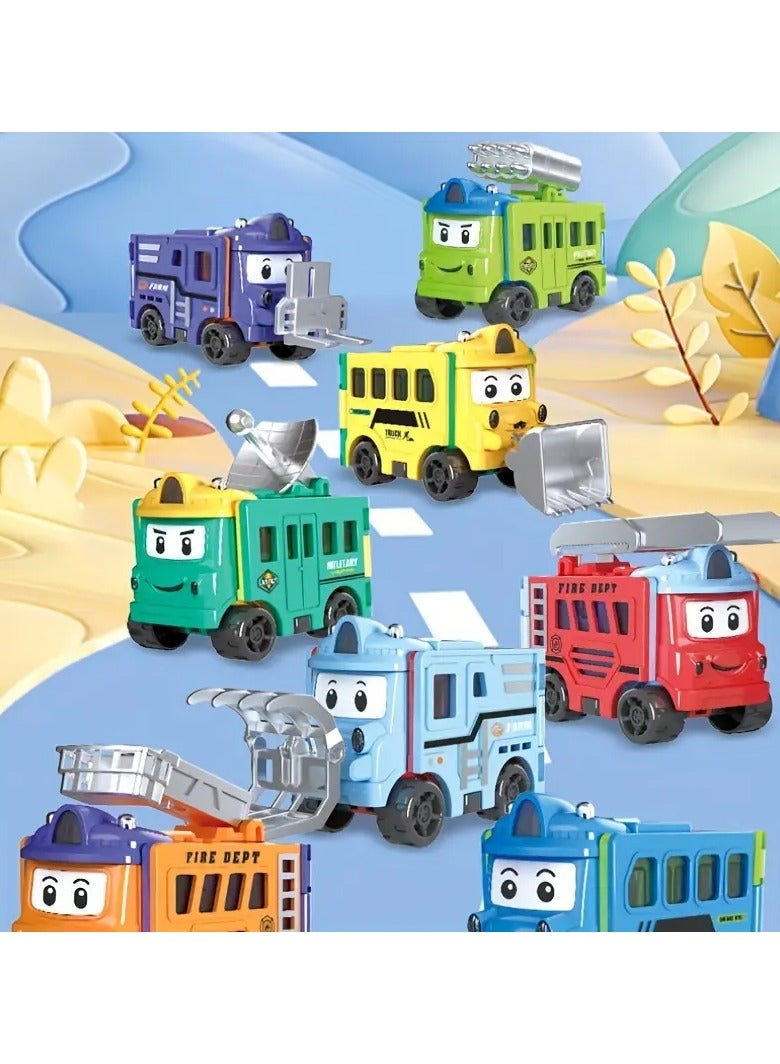 LIXADA 4pc Transforming Truck Playset - Engineering, Probe, Rescue Truck, Bulldozer Toy Vehicle Models for Kids Age 3-6, Friction-Powered Toy Cars - Ideal for Special Festival, Birthday Party Gifts (Random Color)  - Image 5
