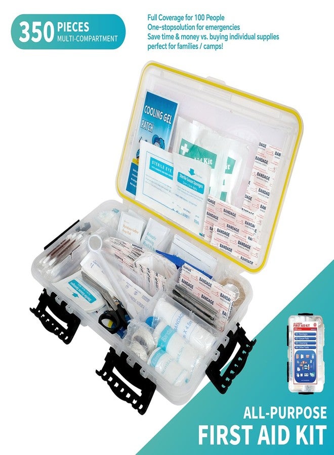 Prelady-350 Pieces All-Purpose 100-Person Emergency First Aid Kit – Waterproof Plastic Case | Clearly Organized for Fast Retrieval | Perfect for Home, Business, Workplace, Boat, Travel, Outdoor & Car - Image 2