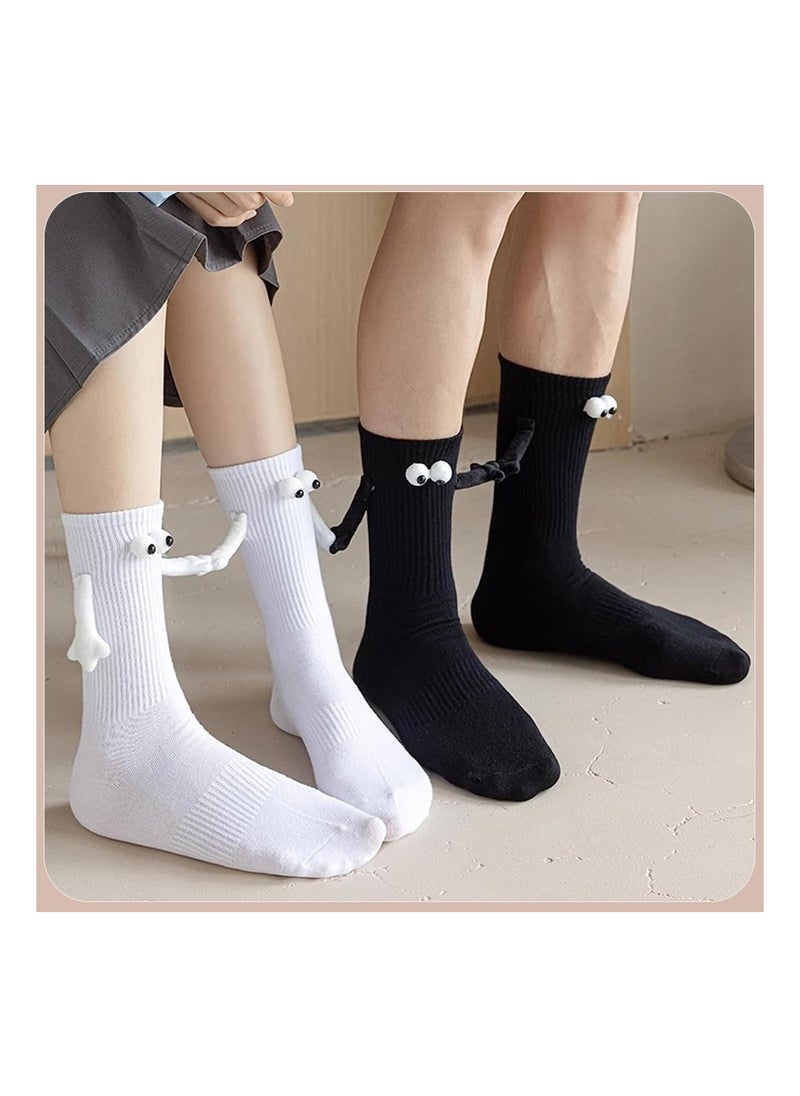 Generic - Couple Holding Hands Socks, Unisex Mid Tube Magnetic Hand Socks, Funny Matching Socks for Couples, Black & White Hand-in-Hand Design, Perfect Gift for Lovers. - Image 1