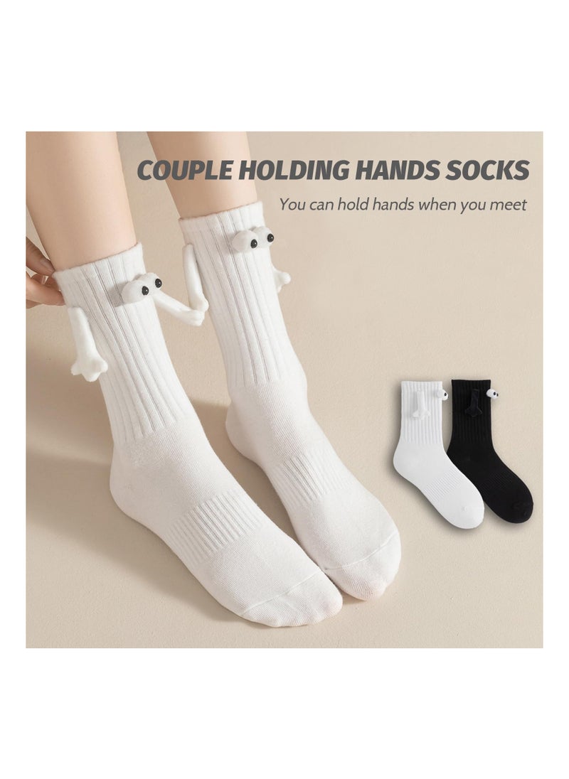 Generic - Couple Holding Hands Socks, Unisex Mid Tube Magnetic Hand Socks, Funny Matching Socks for Couples, Black & White Hand-in-Hand Design, Perfect Gift for Lovers. - Image 1