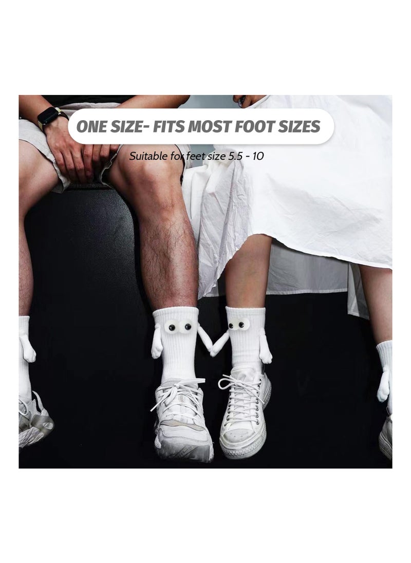 Generic - Couple Holding Hands Socks, Unisex Mid Tube Magnetic Hand Socks, Funny Matching Socks for Couples, Black & White Hand-in-Hand Design, Perfect Gift for Lovers. - Image 1