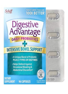 Schiff Digestive Advantage Daily Probiotics  Intensive Bowel Support 96 Capsules  - Image 1