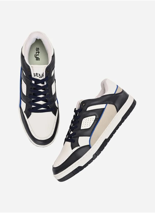 Styli Color Block Court Lace Up Sneakers
