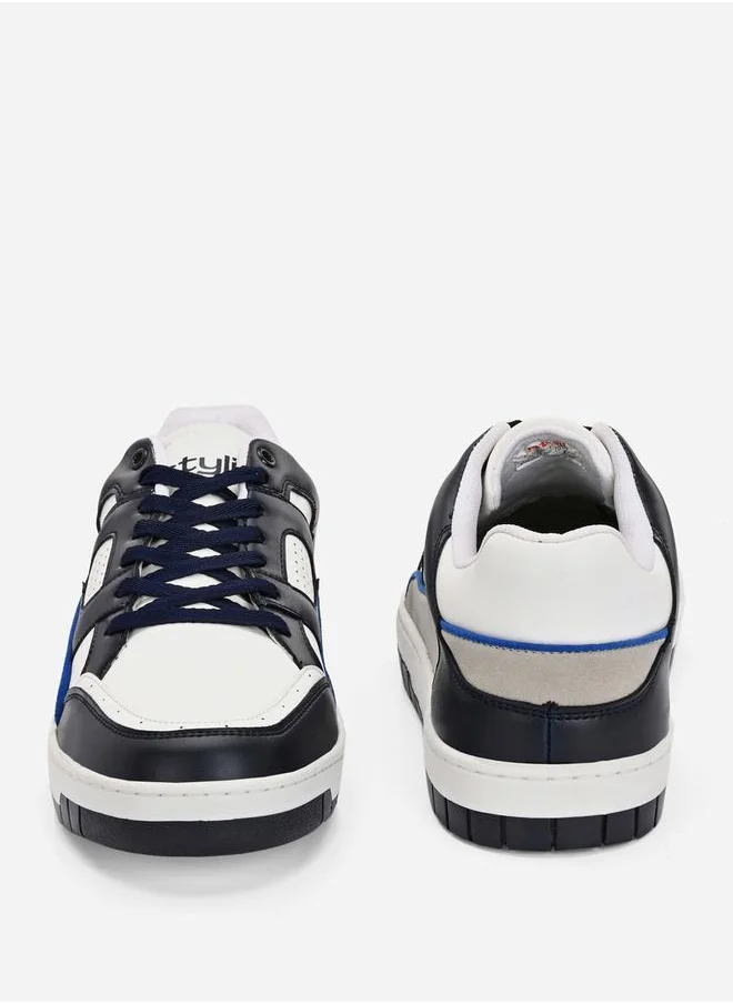 Styli Color Block Court Lace Up Sneakers