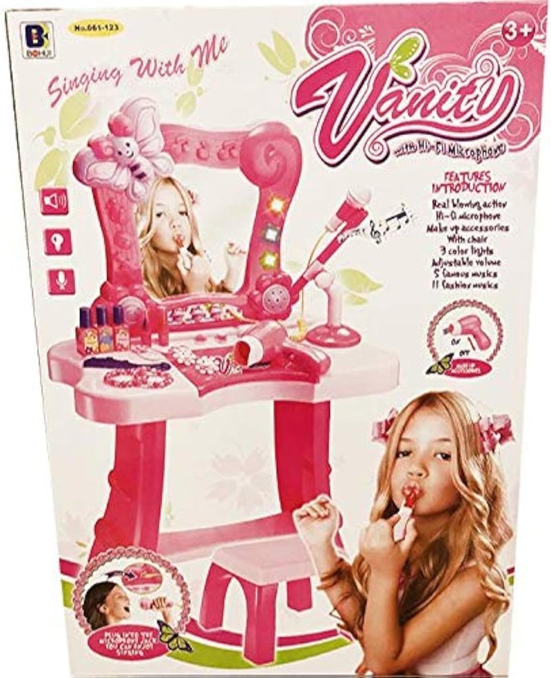 Dressing table with accessories and a microphone for kids