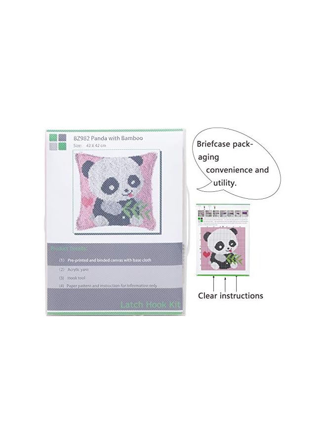 The Bros 14 Model Latch Hook Kits Shaggy Craft for DIY Throw Pillow Cover Sofa Cushion Cover Christmas Gift Owl/Dog/Cat/Bear/Bird with Pattern Printed 16X16 inch BZ982 - Image 2