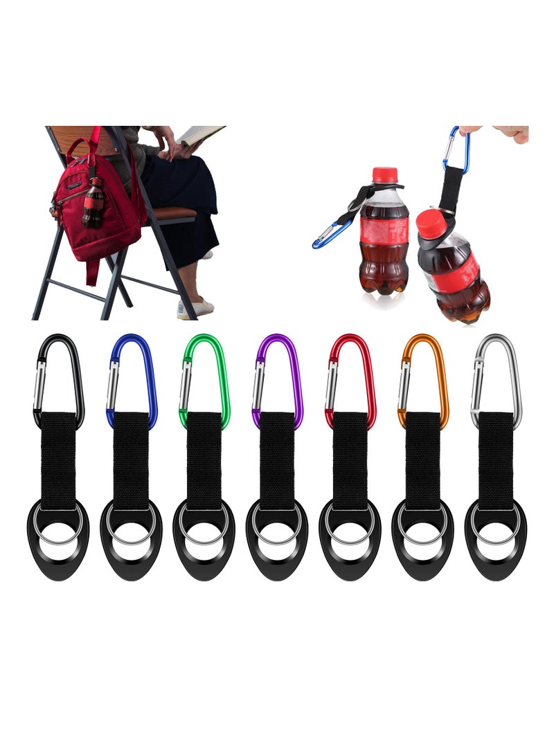 7 Pieces Silicone Water Bottle Holder Clip - Portable Carrier with Key Ring Hook for Backpack, Belt, Bike, Camping  Traveling - Image 1
