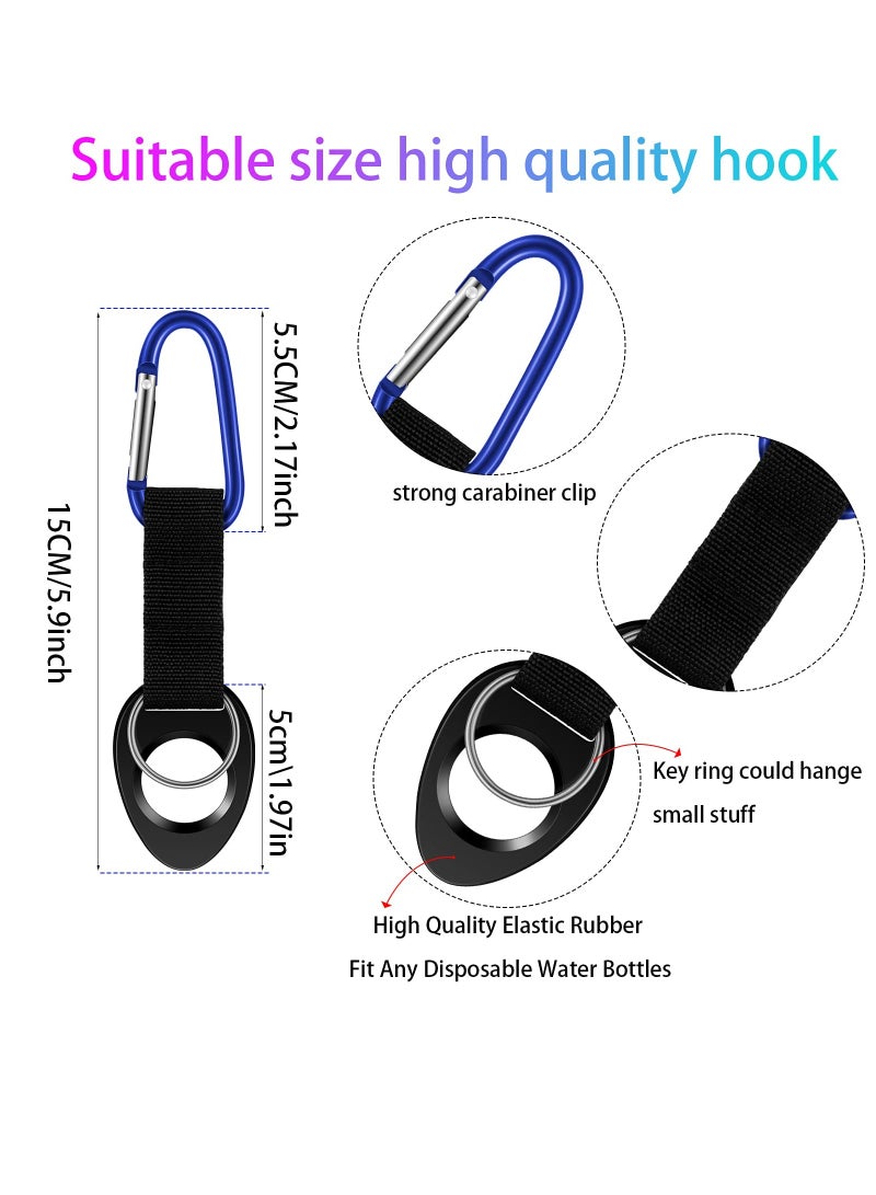 7 Pieces Silicone Water Bottle Holder Clip - Portable Carrier with Key Ring Hook for Backpack, Belt, Bike, Camping  Traveling - Image 2