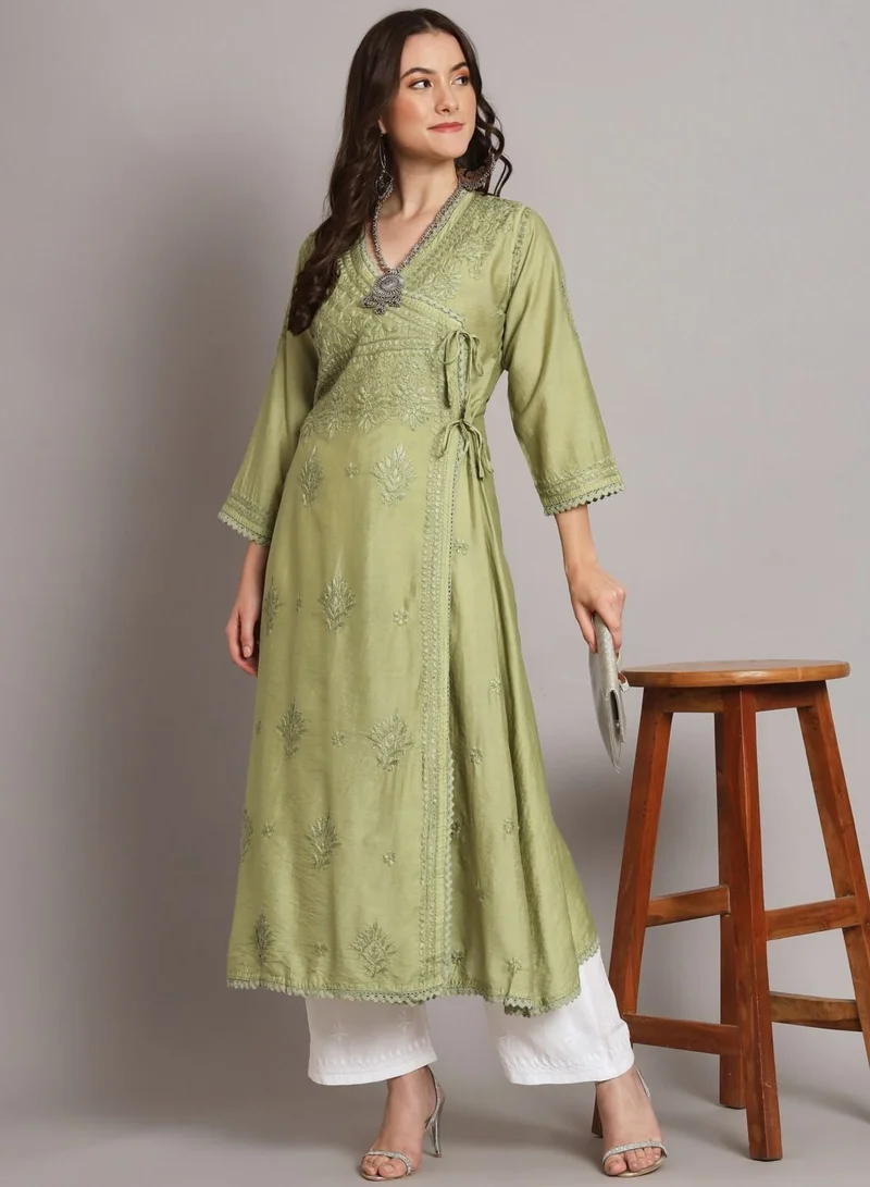 الايا مطرزة يدويا شيكانكاري خط تشانديري قطن انجارخا كورتا- AL3667