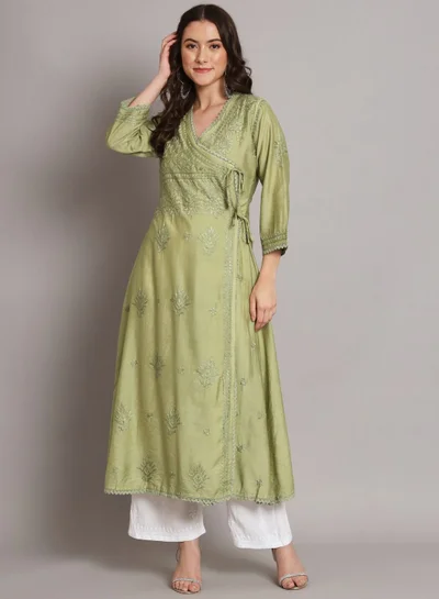 الايا مطرزة يدويا شيكانكاري خط تشانديري قطن انجارخا كورتا- AL3667