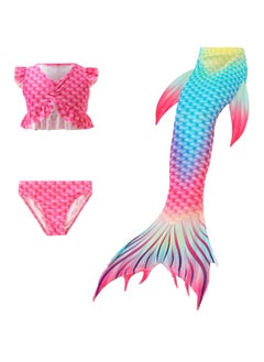 NOVOLAN NOVOLAN Girls' Swimwear 3 Piece Set Kids Mermaid Swimsuit Mermaid Tail Swim Suit Dress Up Swimsuit Bikini Bathing Suit Swimsuit Mermaid Swimming Costume Swimwear Height 100-150cm  - Image 1