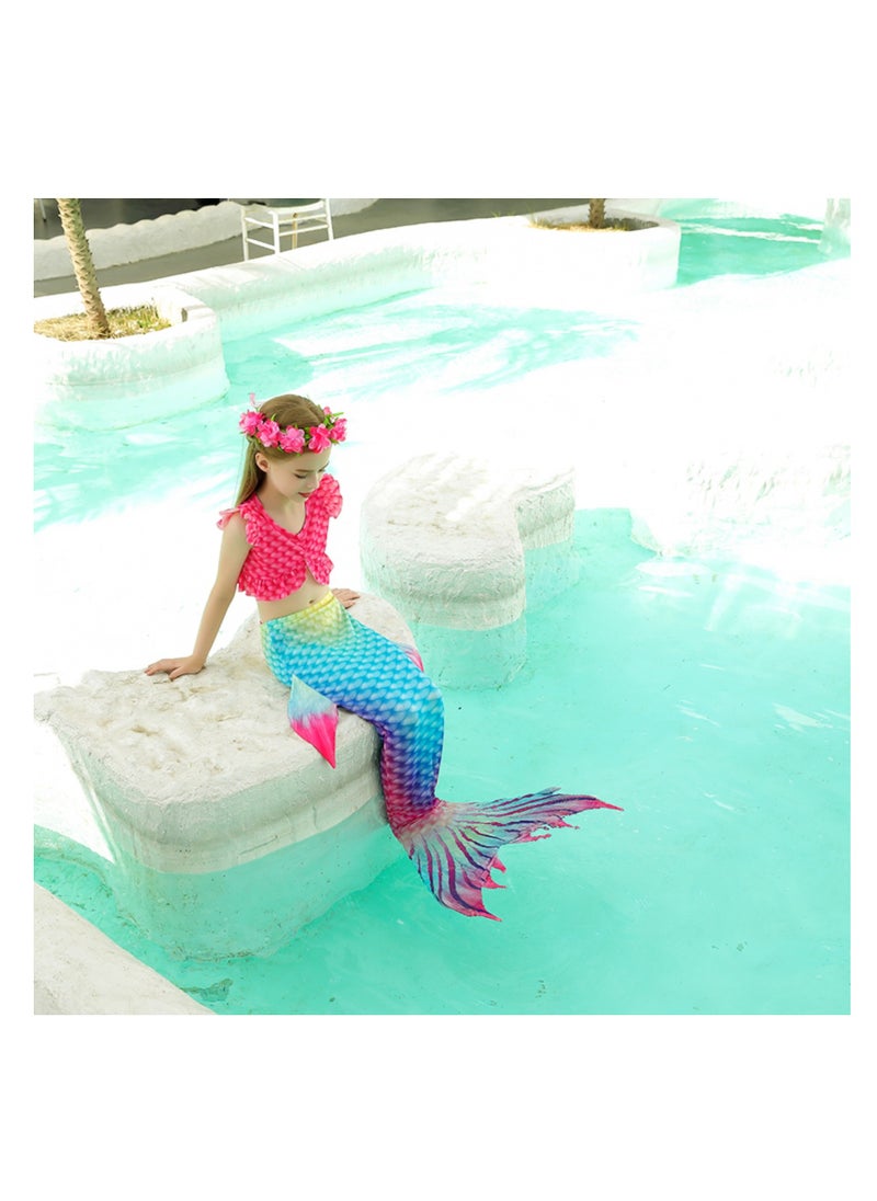 NOVOLAN NOVOLAN Girls' Swimwear 3 Piece Set Kids Mermaid Swimsuit Mermaid Tail Swim Suit Dress Up Swimsuit Bikini Bathing Suit Swimsuit Mermaid Swimming Costume Swimwear Height 100-150cm  - Image 4