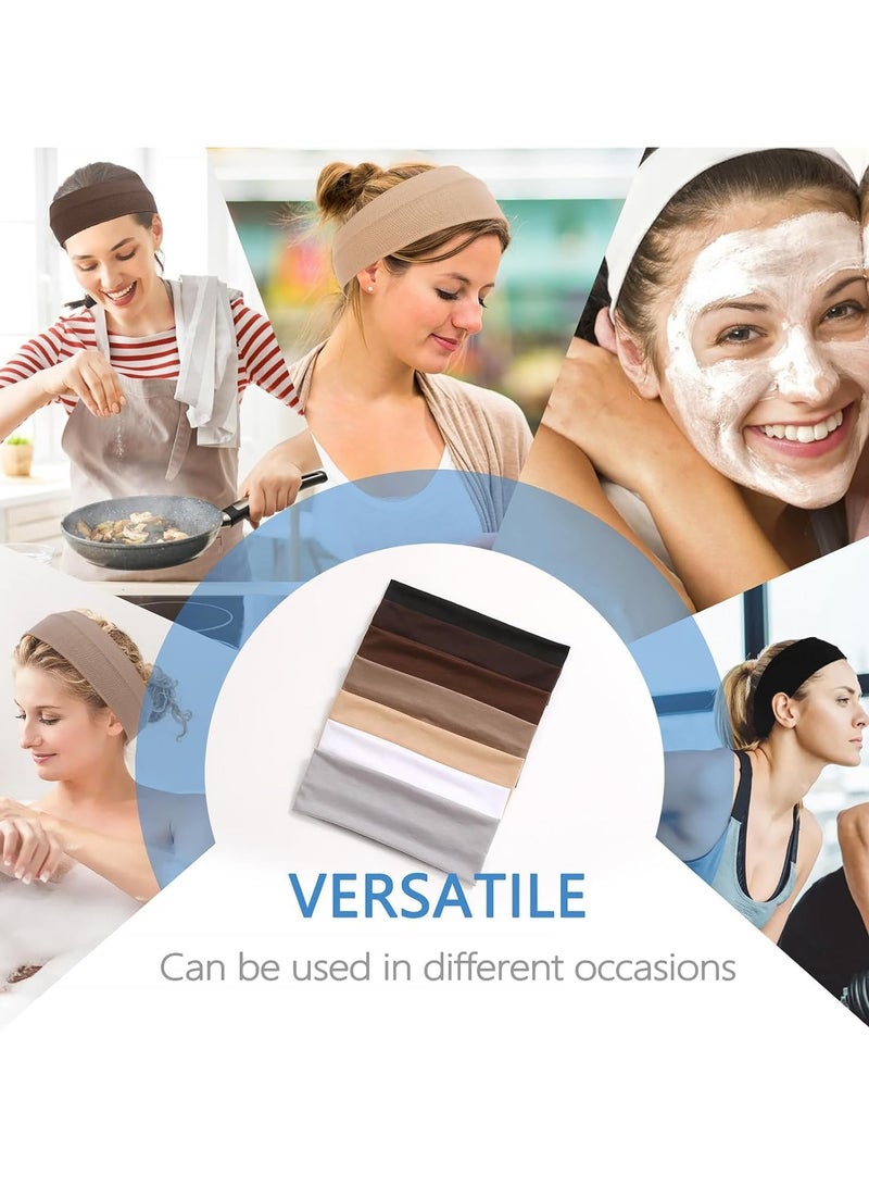 6 Pcs Headbands, Non Slip Soft Cotton Sport Elastic Hairbands for Men and Women, Thin Summer Headband, Soft Cotton Hair Bands for Yoga, Workout, Running, Cycling - Image 3