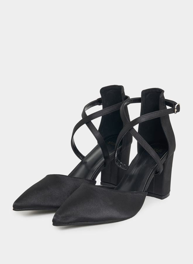 Styli Criss Cross Pointed Toe Block Heel Pumps  - Image 3